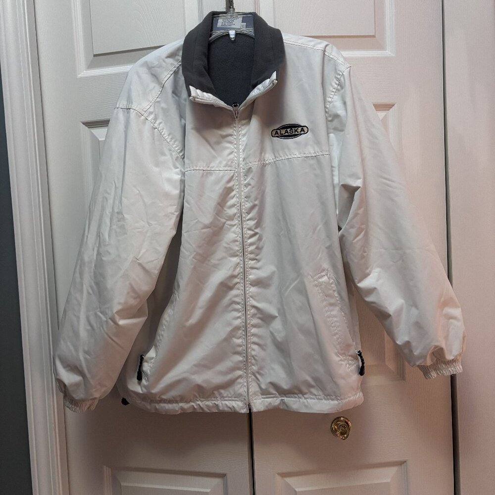 Spring Mountain Fleece Wear Alaska Jacket Large White Gray Lined Full Zip